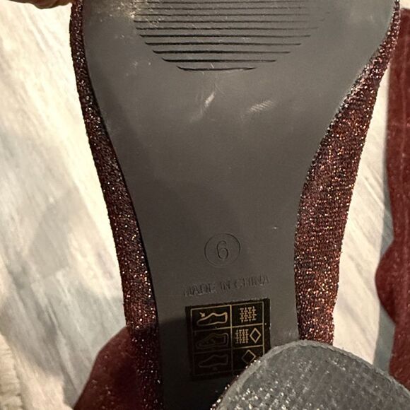 Burgundy Over-the-Knee Peep Toe Boots - Picture 6 of 6